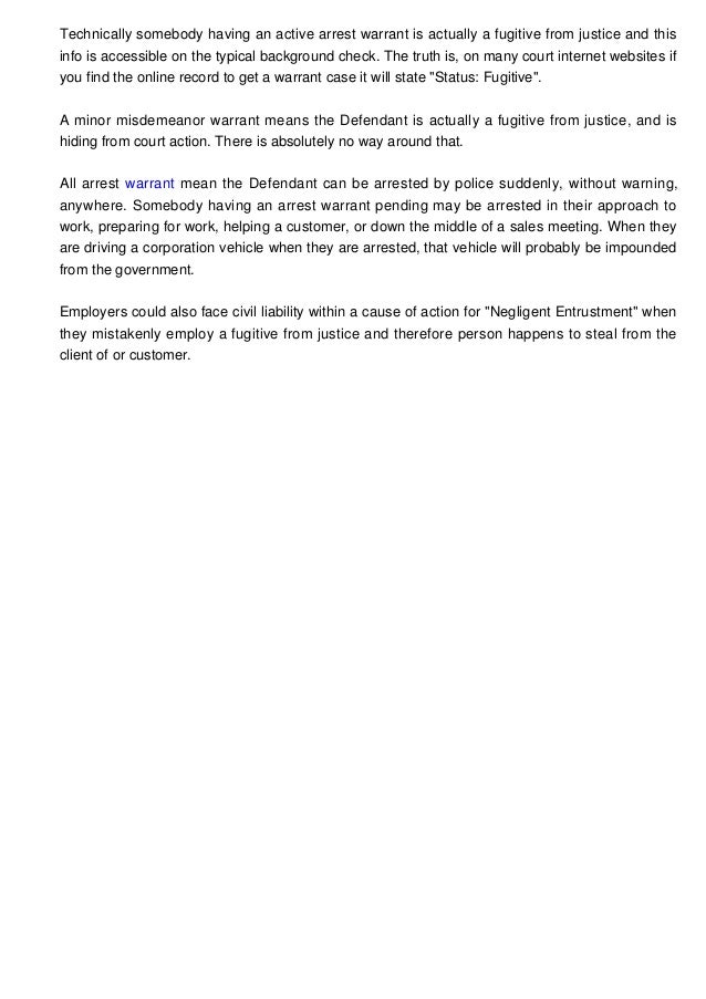 outstanding bench warrant background check